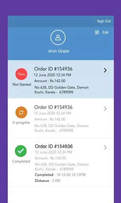 Zrzuty ekranu eConnect Delivery | 1Bridge