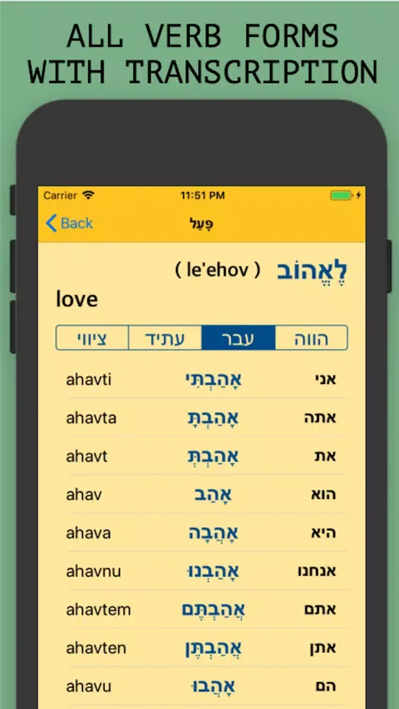 Verbs.Hebrew Pro سکرین شاٹس