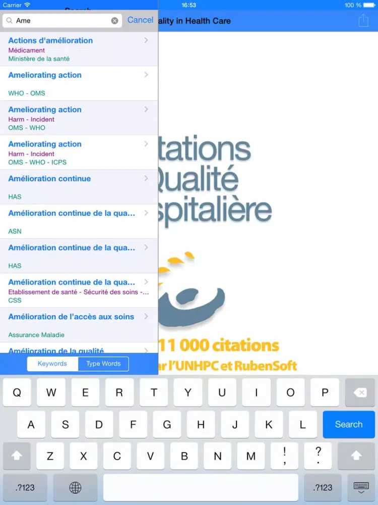 Citations Q-H (qualité hospitalière) iPad  스크린샷
