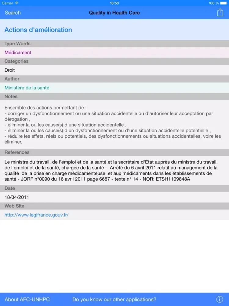 Citations Q-H (qualité hospitalière) iPad  스크린샷