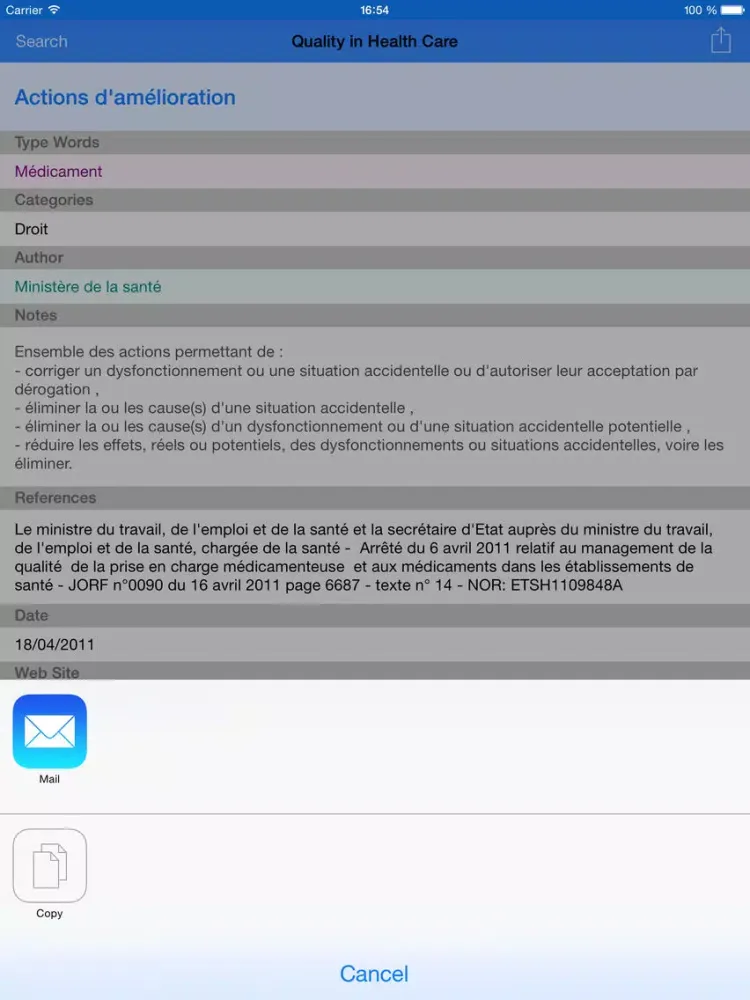 Citations Q-H (qualité hospitalière) iPad  스크린샷
