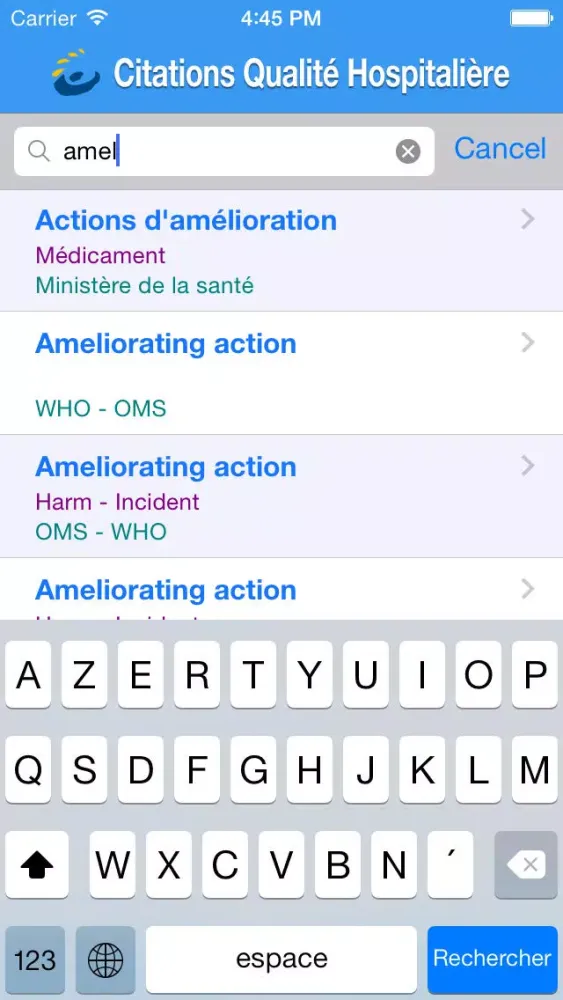Citations Q-H (qualité hospitalière) 스크린샷