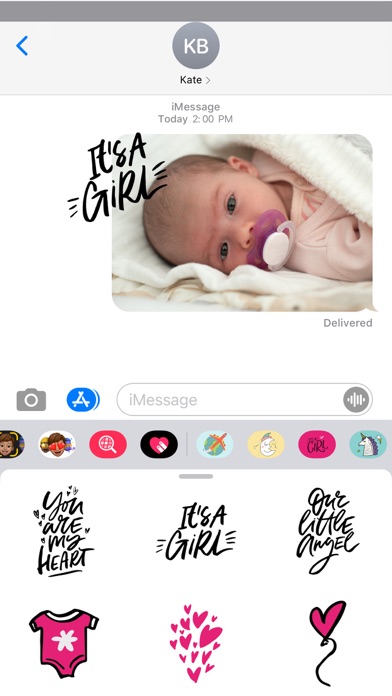 ภาพหน้าจอของ It's a Girl! iMessage Stickers