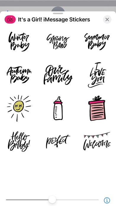 ภาพหน้าจอของ It's a Girl! iMessage Stickers