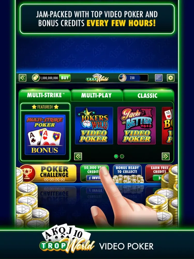 TropWorld Video Poker iPad स्क्रीनशॉट