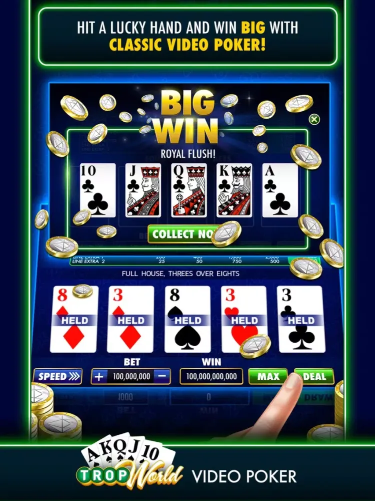 TropWorld Video Poker iPad स्क्रीनशॉट