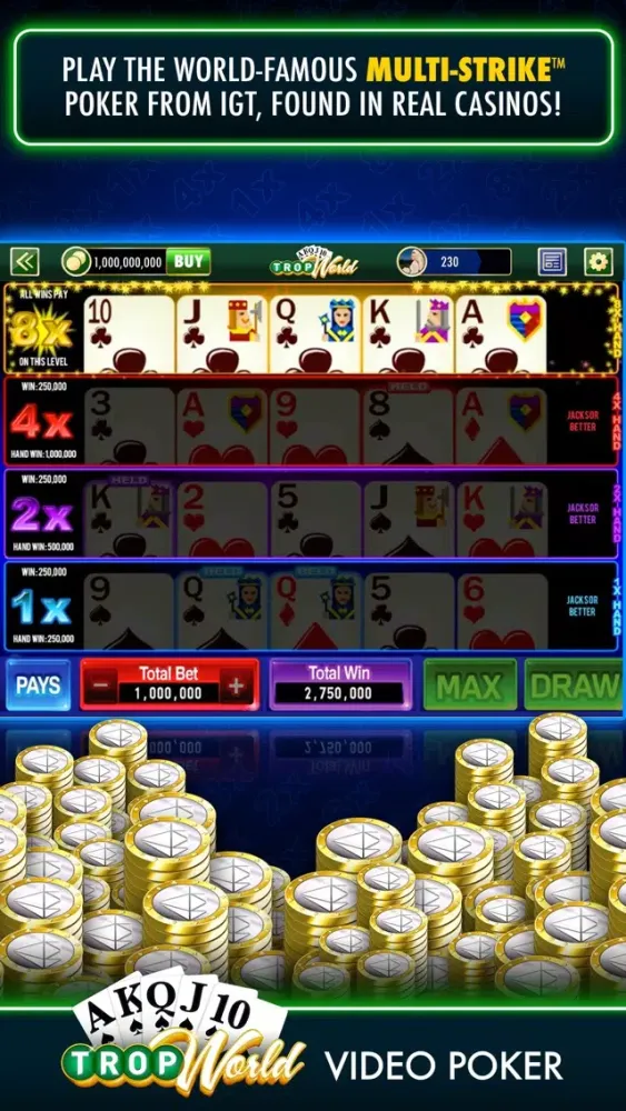 TropWorld Video Poker स्क्रीनशॉट
