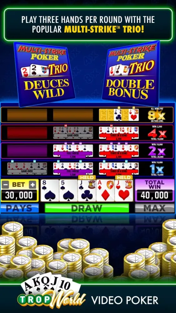 TropWorld Video Poker स्क्रीनशॉट