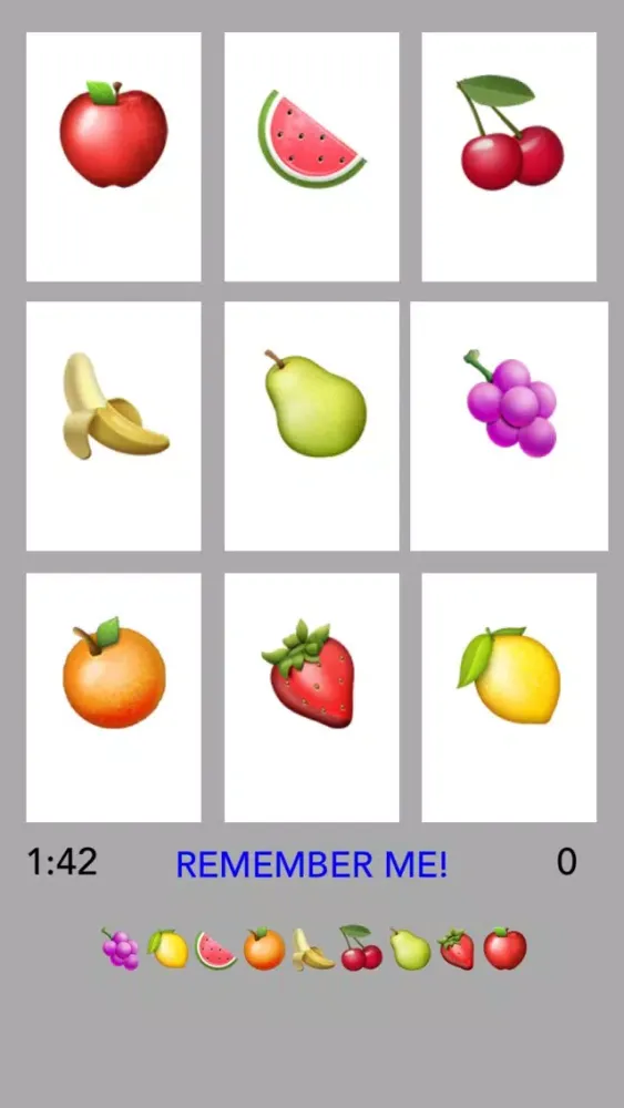 ภาพหน้าจอของ Emoji Fruit Memory - Apples, Strawberries, Lemons and More