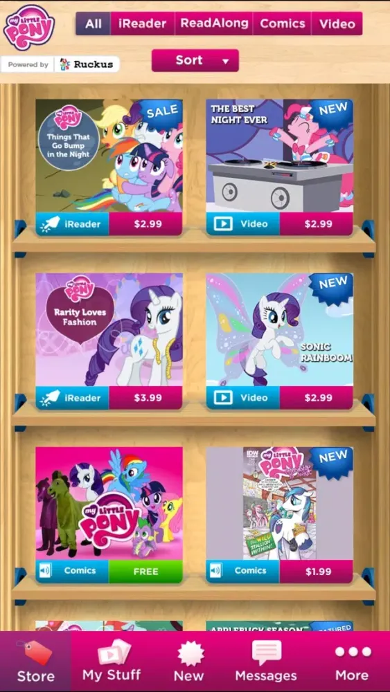 Capturas de tela do My Little Pony eBooks + Comics