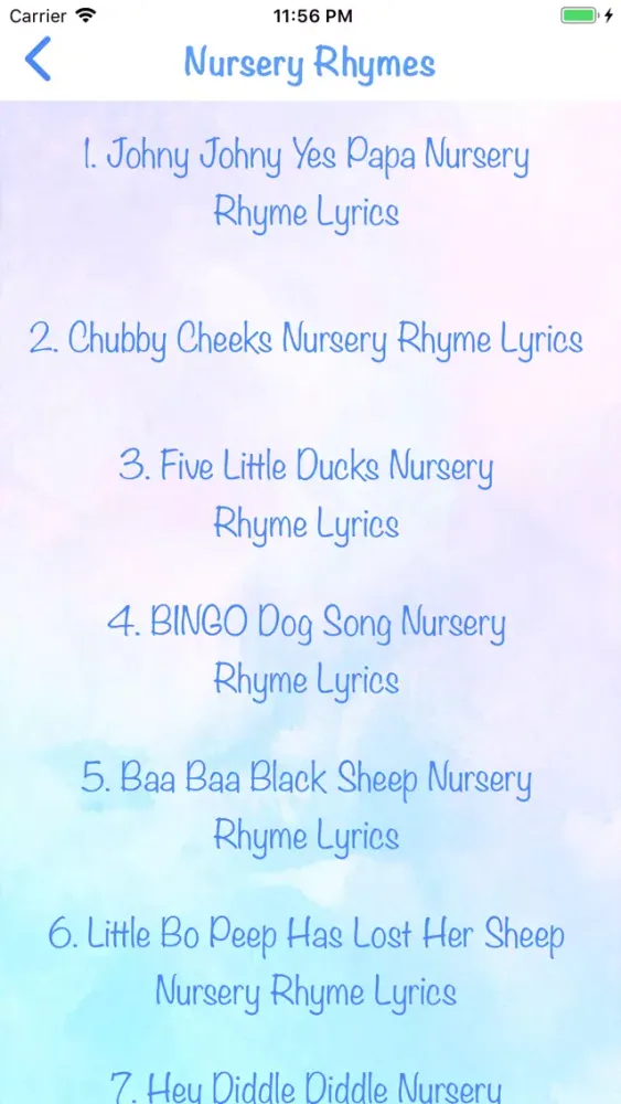Capturas de tela do Kid's Rhymes