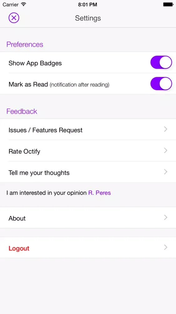 Tangkapan layar Octify - Notifications for Github