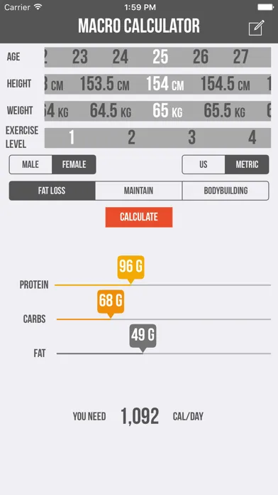 Скриншоты Macro Calculator - Mifflin-St Jeor Formula