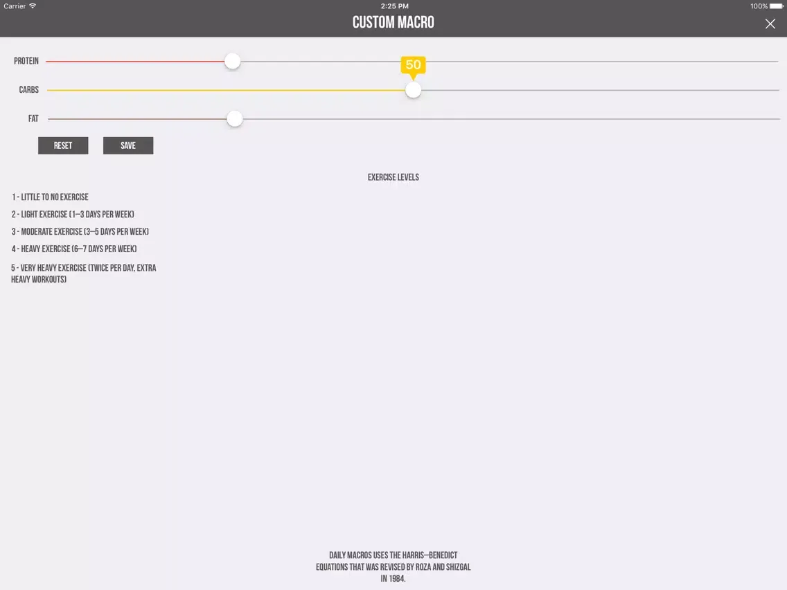 Captures d'écran de Daily Macros - Harris Benedict Formula Based Carb, Protein, Fat Macronutrient ratios and Calorie Calculator iPad 