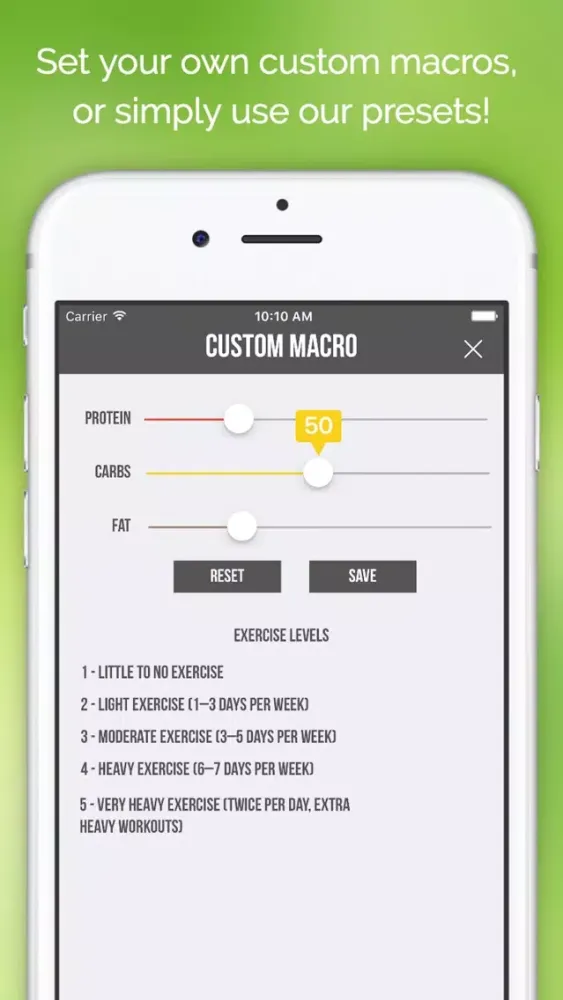Captures d'écran de Daily Macros - Harris Benedict Formula Based Carb, Protein, Fat Macronutrient ratios and Calorie Calculator