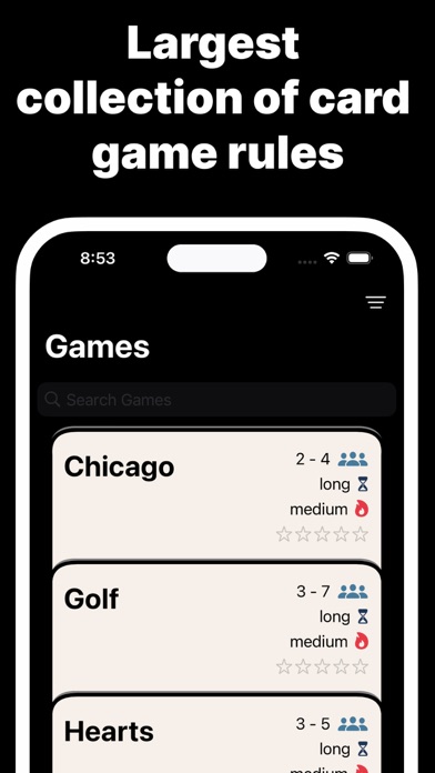 Captures d'écran de Card Game Rules