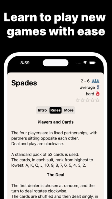 Captures d'écran de Card Game Rules