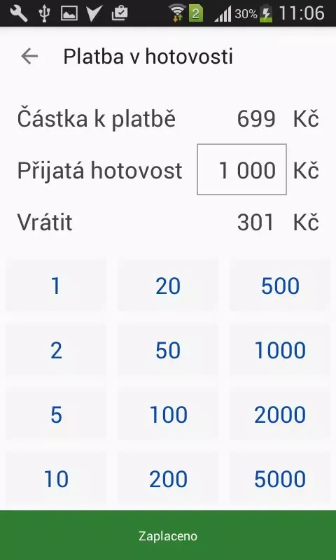Capturas de tela do RNS EET Pokladna