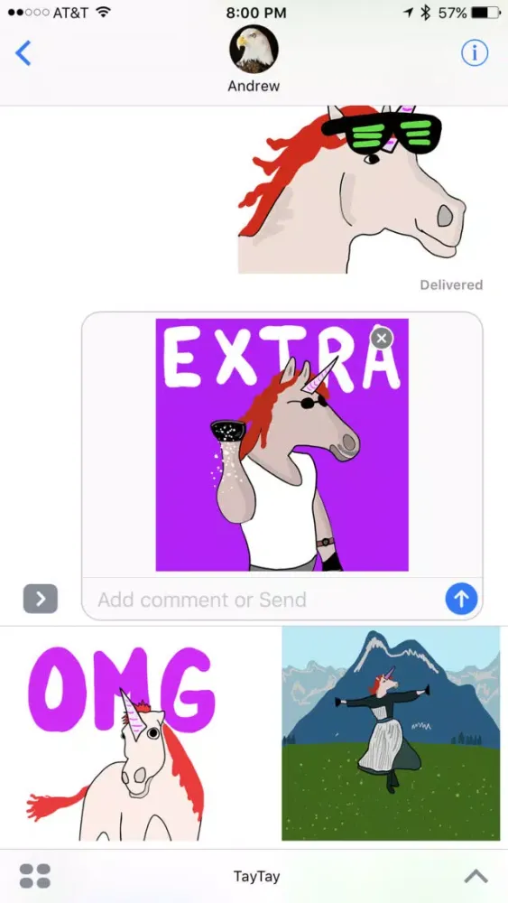 Capturas de tela do TayTay, the Magic Unicorn - Animated Stickers