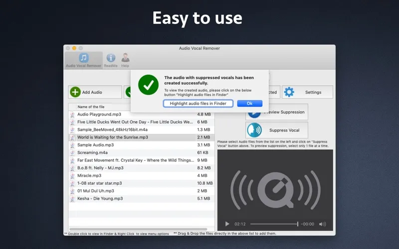 Tangkapan skrin Audio Vocal Remover
