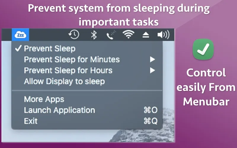 Tangkapan skrin Prevent Sleep