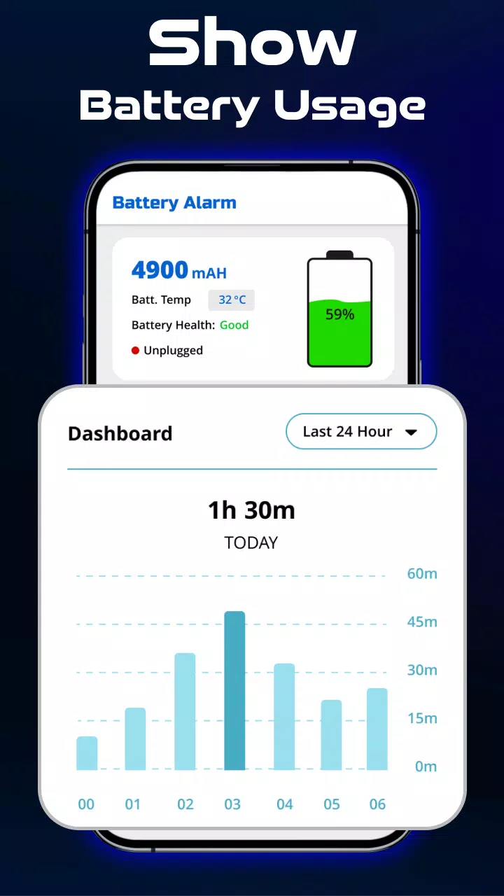 Full Battery Charge Alarm App Screenshots