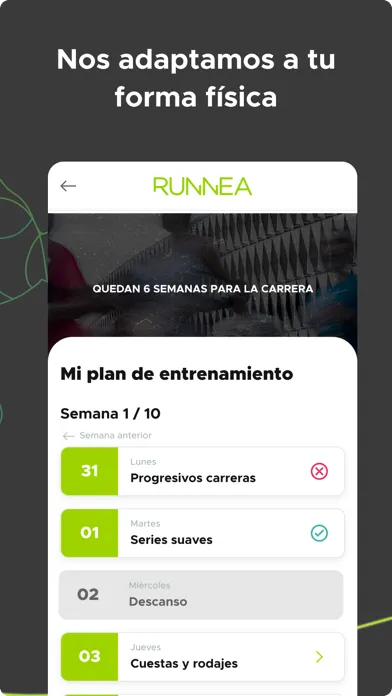 Capturas de tela do Runnea