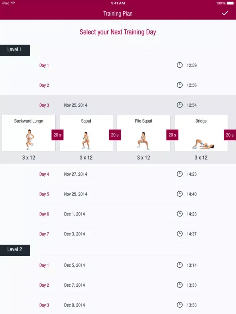 ภาพหน้าจอของ Runtastic Butt Trainer iPad 