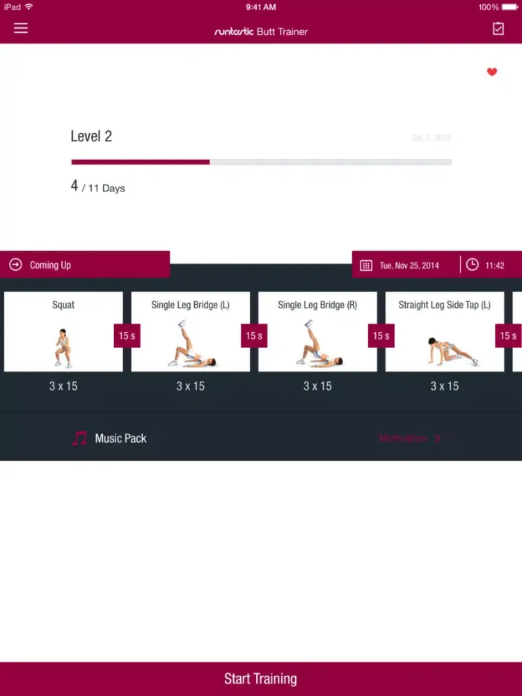 ภาพหน้าจอของ Runtastic Butt Trainer iPad 