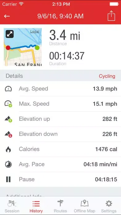 Capturas de tela do Runtastic Road Bike GPS