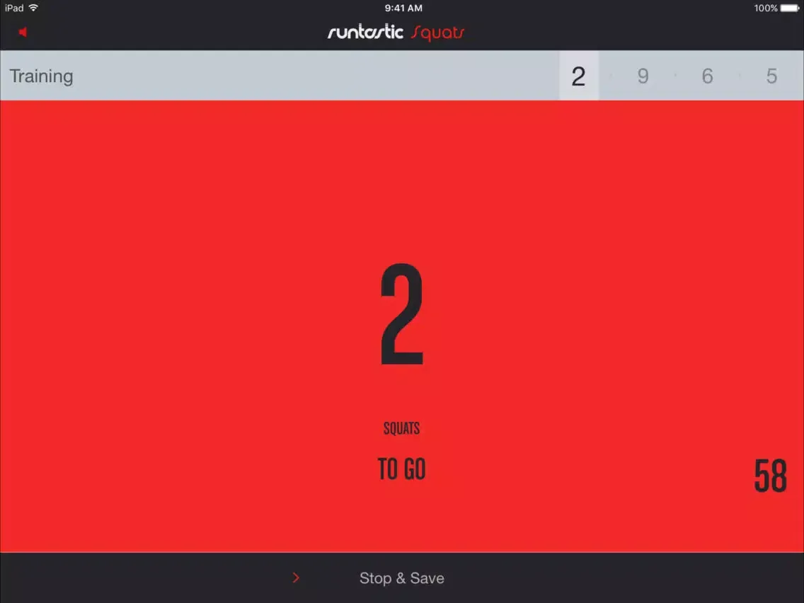 Tangkapan layar Runtastic Squats Trainer PRO iPad 