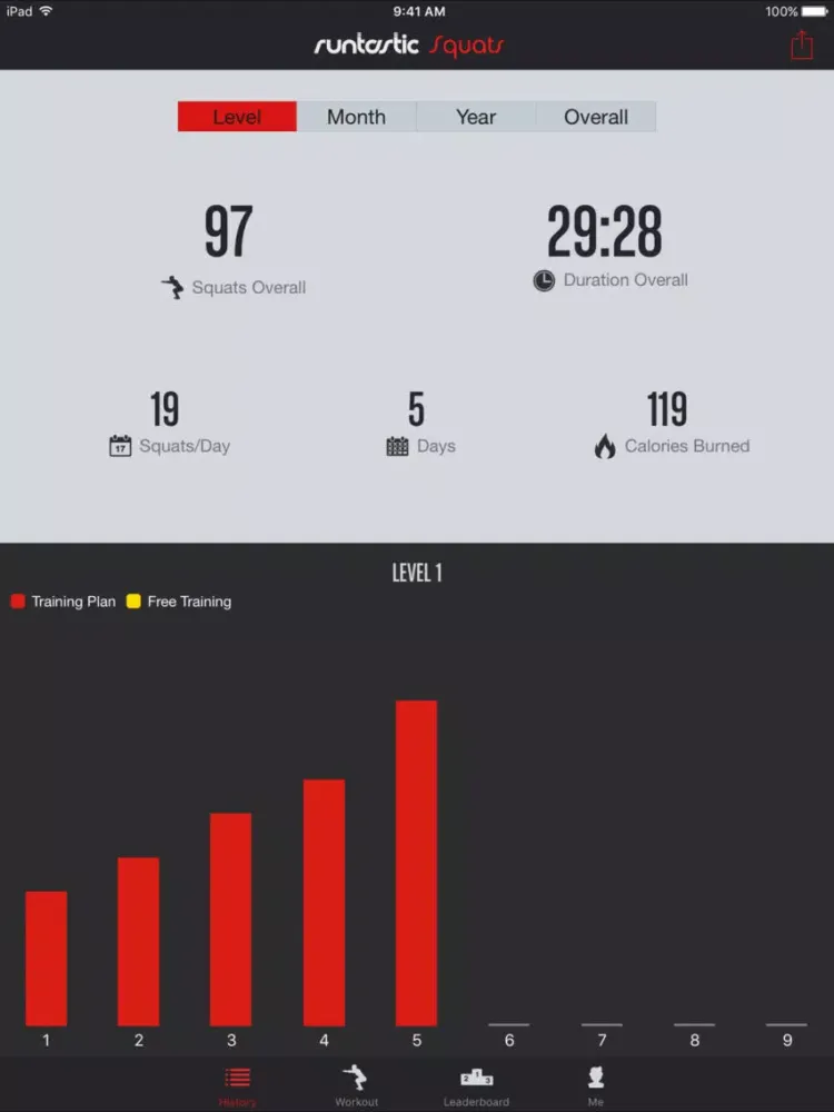 Tangkapan layar Runtastic Squats Trainer PRO iPad 