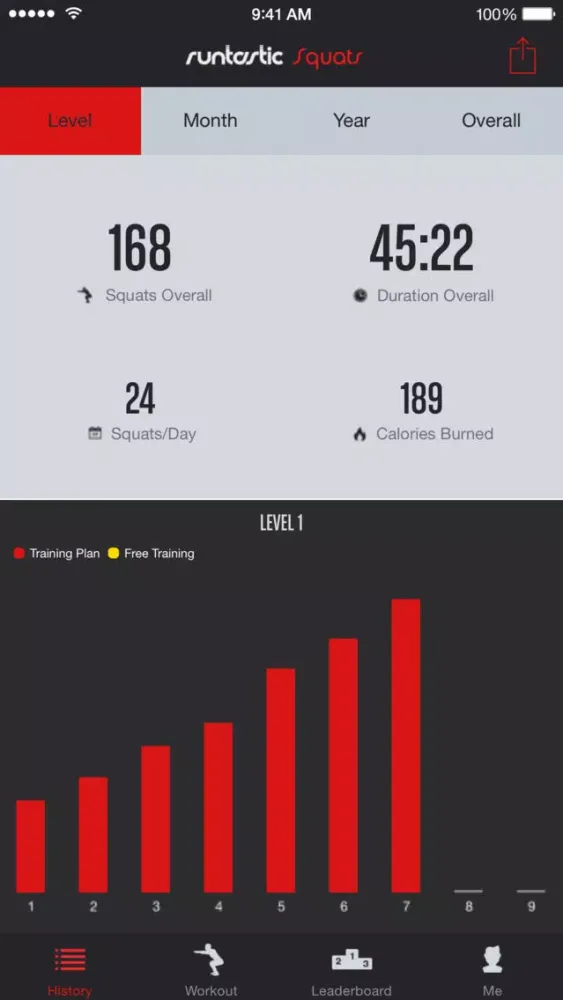 Tangkapan layar Runtastic Squats Trainer PRO