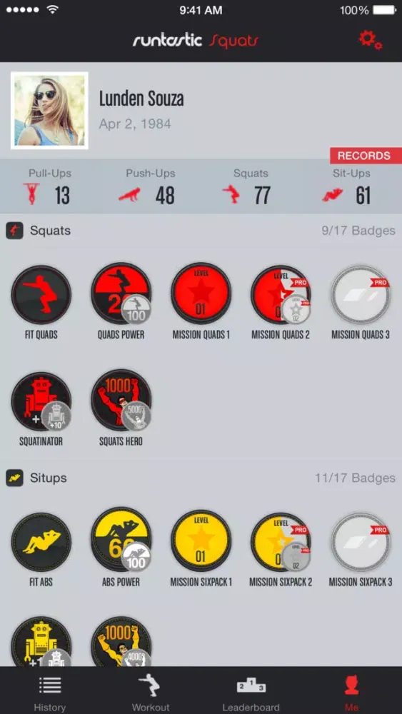 Tangkapan layar Runtastic Squats Trainer PRO