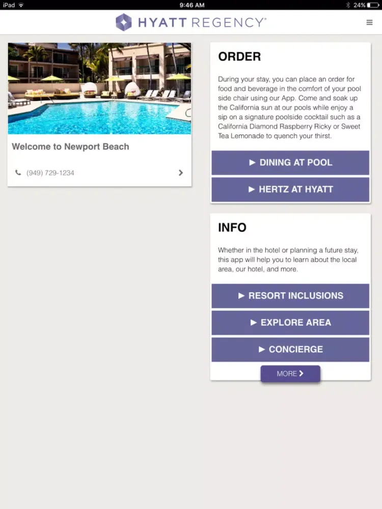 Hyatt Regency Newport Beach iPad 应用截图