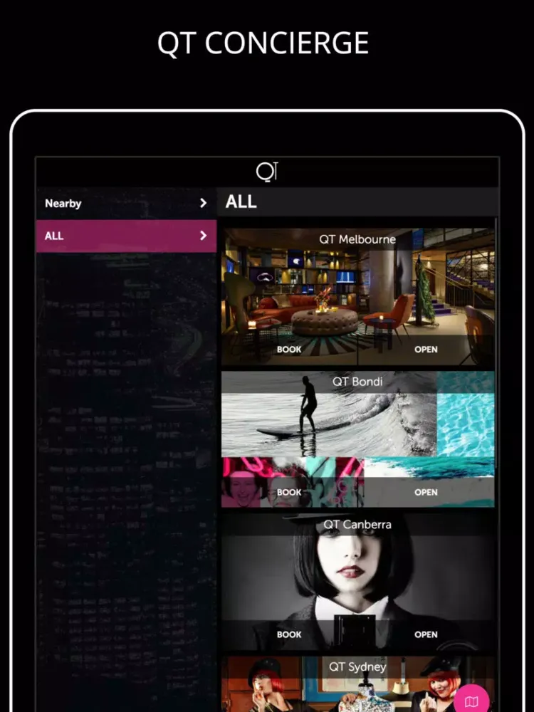 Tangkapan layar QT Hotels & Resorts Concierge iPad 