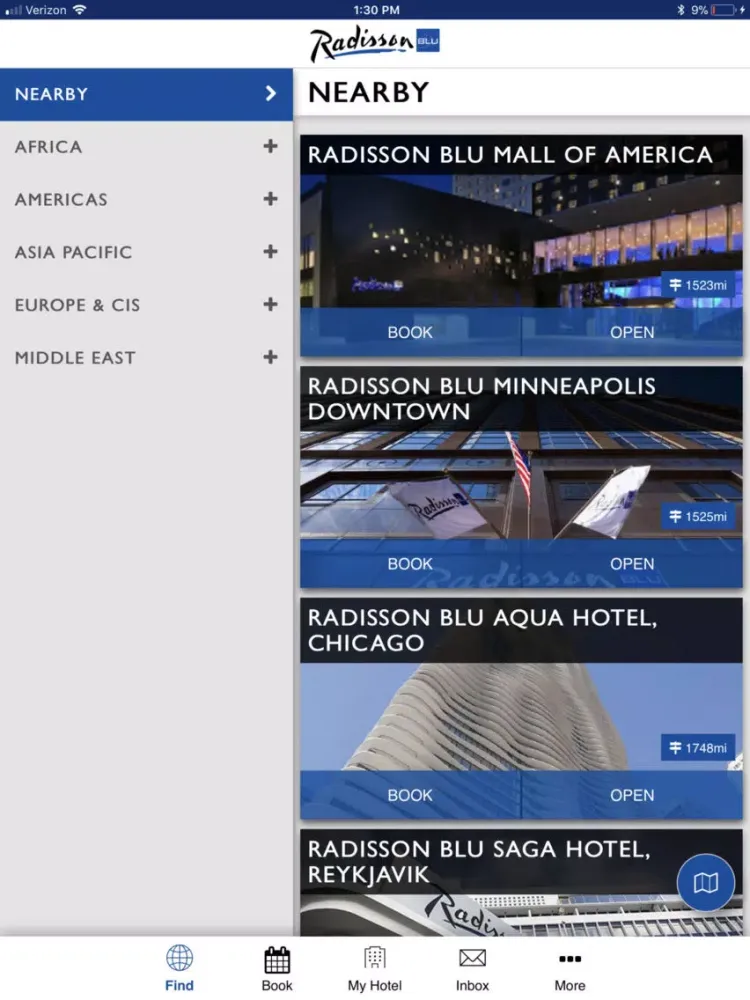 Скриншоты Radisson Blu One Touch iPad 