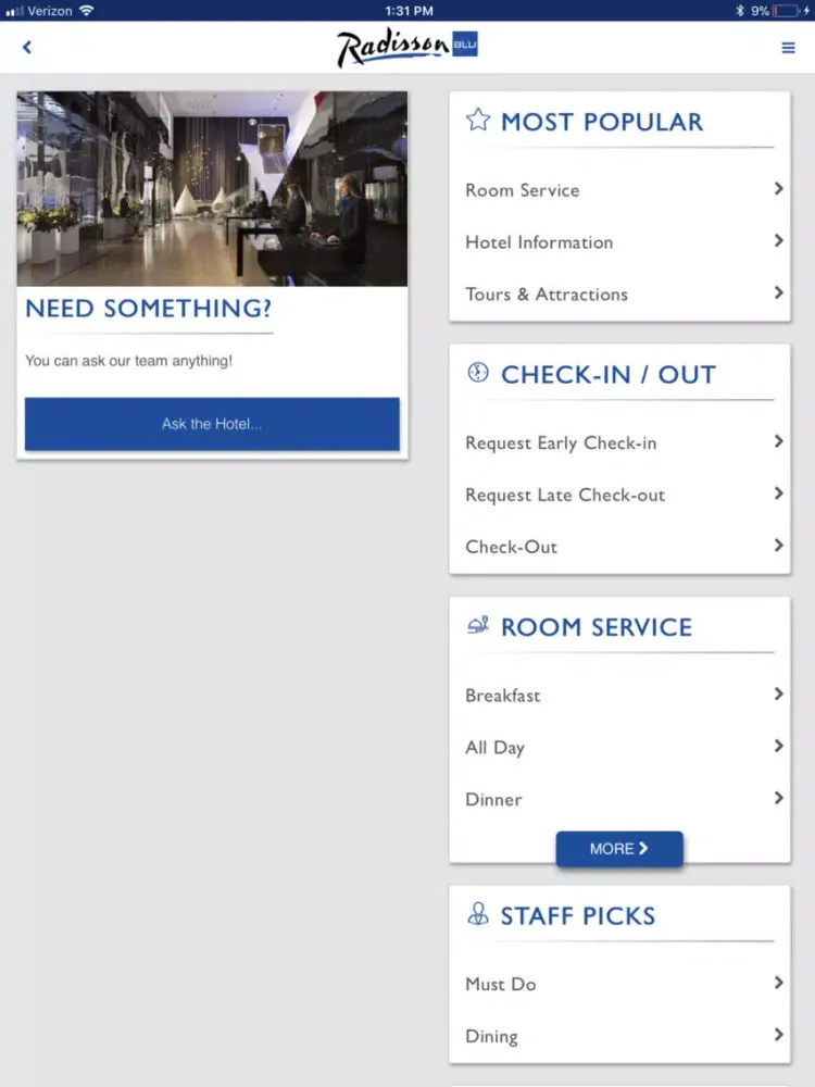 Скриншоты Radisson Blu One Touch iPad 