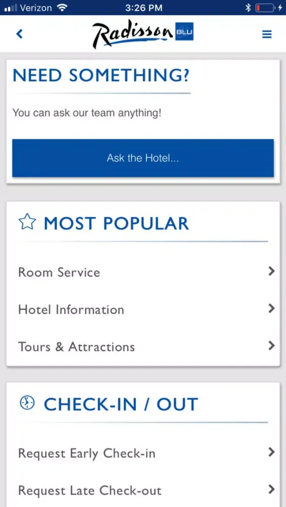 Скриншоты Radisson Blu One Touch