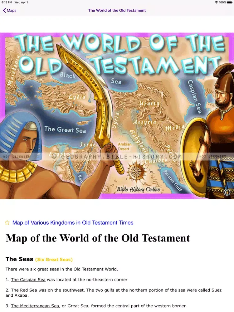 Ảnh chụp màn hình của Biblical Maps iPad 