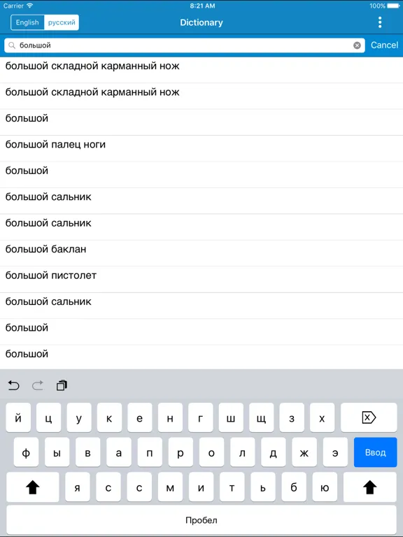 Capturas de pantalla de Russian to English & English to Russian Dictionary iPad 