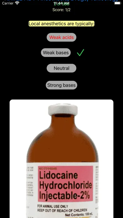Tangkapan layar NAVLE - Anesthesia, Drugs, Tox