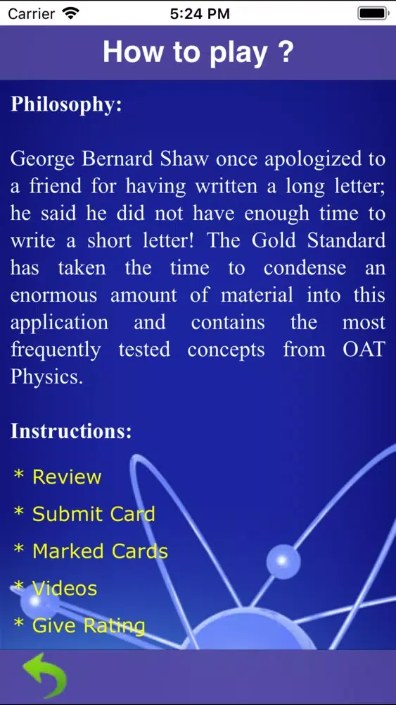 Captures d'écran de GS OAT Physics Science Review