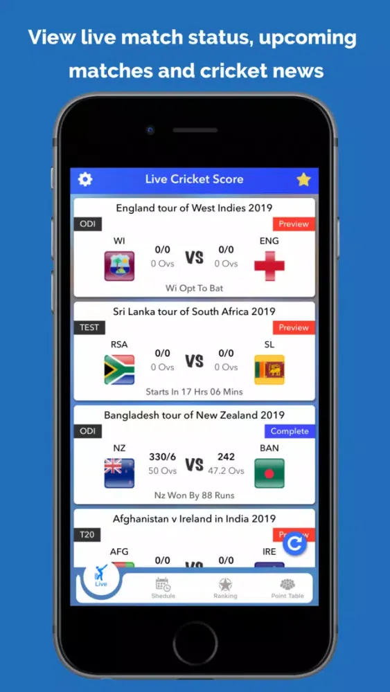 Score 11-Cricket Live Score سکرین شاٹس