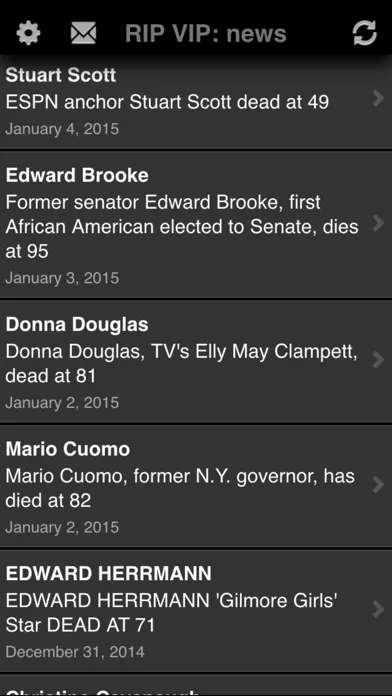 Zrzuty ekranu RIP VIP: The Death Alert App.