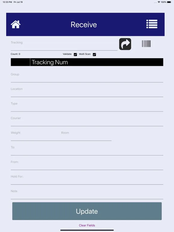 ภาพหน้าจอของ TrackIT Scan iPad 