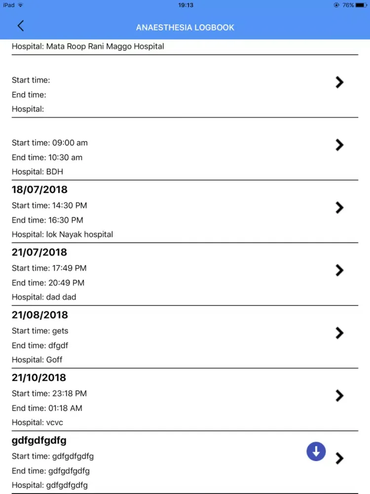ANAESTHESIA LOGBOOK iPad  스크린샷