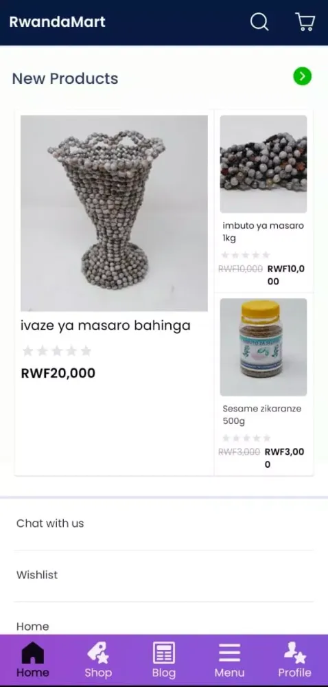 Rwandamart Ecommerce Ekran Görüntüleri