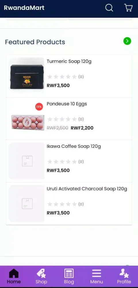 Rwandamart Ecommerce Ekran Görüntüleri