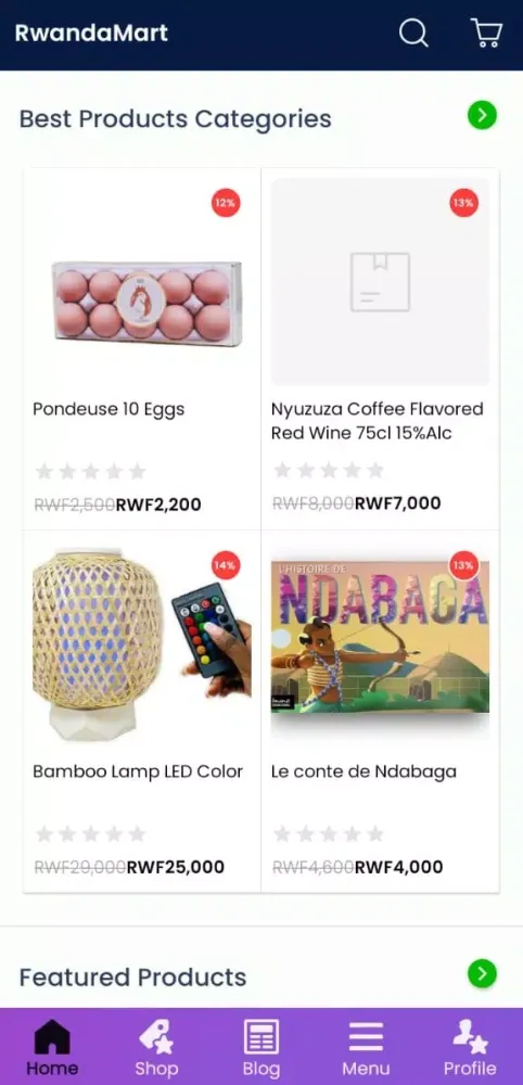 Rwandamart Ecommerce Ekran Görüntüleri